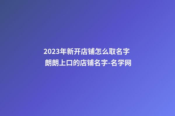 2023年新开店铺怎么取名字 朗朗上口的店铺名字-名学网-第1张-店铺起名-玄机派